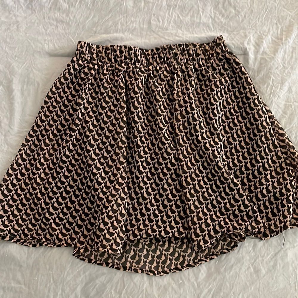 Delia's Rabbit Print Skirt Black and Tan Pattern Size S